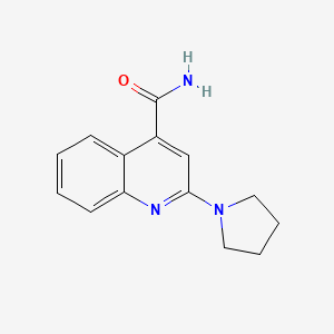 molecular formula C14H15N3O B7518433 2-(1-Pyrrolidinyl)-4-quinolinecarboxamide 