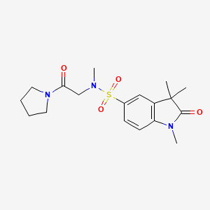 N,1,3,3-tetramethyl-2-oxo-N-(2-oxo-2-pyrrolidin-1-ylethyl)indole-5-sulfonamide