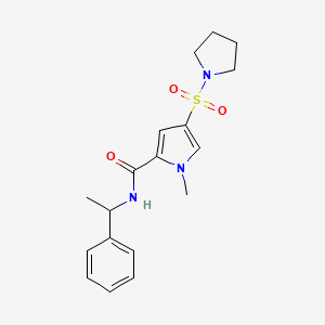 molecular formula C18H23N3O3S B7518496 1-methyl-N~2~-(1-phenylethyl)-4-(1-pyrrolidinylsulfonyl)-1H-pyrrole-2-carboxamide 