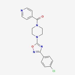 molecular formula C18H16ClN5O2 B7518575 1-[3-(4-Chlorophenyl)-1,2,4-oxadiazol-5-yl]-4-isonicotinoylpiperazine 