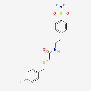 molecular formula C17H19FN2O3S2 B7518668 N-{2-[4-(aminosulfonyl)phenyl]ethyl}-2-[(4-fluorobenzyl)thio]acetamide 