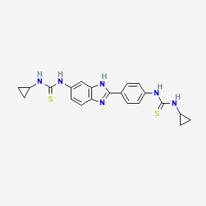 molecular formula C21H22N6S2 B7518794 1-cyclopropyl-3-[4-[6-(cyclopropylcarbamothioylamino)-1H-benzimidazol-2-yl]phenyl]thiourea 