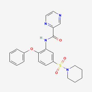 molecular formula C22H22N4O4S B7518804 N-(2-phenoxy-5-piperidin-1-ylsulfonylphenyl)pyrazine-2-carboxamide 