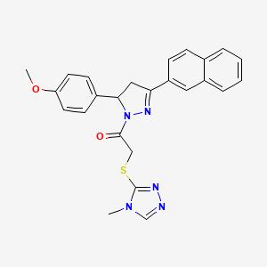molecular formula C25H23N5O2S B7518807 1-[3-(4-Methoxyphenyl)-5-naphthalen-2-yl-3,4-dihydropyrazol-2-yl]-2-[(4-methyl-1,2,4-triazol-3-yl)sulfanyl]ethanone 