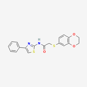 2-(2,3-dihydro-1,4-benzodioxin-6-ylsulfanyl)-N-(4-phenyl-1,3-thiazol-2-yl)acetamide