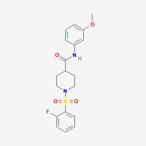 molecular formula C19H21FN2O4S B7518862 1-(2-fluorophenyl)sulfonyl-N-(3-methoxyphenyl)piperidine-4-carboxamide 