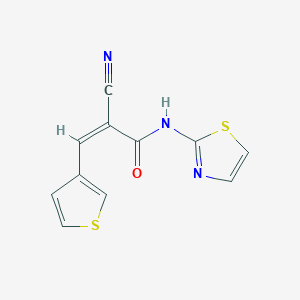 molecular formula C11H7N3OS2 B7518868 2-cyano-N-(1,3-thiazol-2-yl)-3-(thiophen-3-yl)prop-2-enamide 