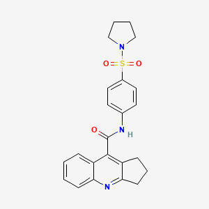 molecular formula C23H23N3O3S B7518903 N-(4-pyrrolidin-1-ylsulfonylphenyl)-2,3-dihydro-1H-cyclopenta[b]quinoline-9-carboxamide 