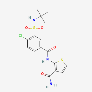 molecular formula C16H18ClN3O4S2 B7518914 2-[[3-(Tert-butylsulfamoyl)-4-chlorobenzoyl]amino]thiophene-3-carboxamide 