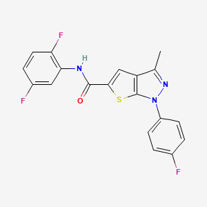 molecular formula C19H12F3N3OS B7518926 N-(2,5-difluorophenyl)-1-(4-fluorophenyl)-3-methylthieno[2,3-c]pyrazole-5-carboxamide 