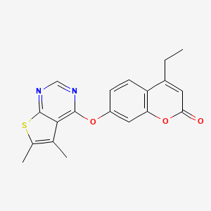 molecular formula C19H16N2O3S B7518931 7-(5,6-Dimethylthieno[2,3-d]pyrimidin-4-yl)oxy-4-ethylchromen-2-one 