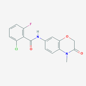 molecular formula C16H12ClFN2O3 B7518981 2-chloro-6-fluoro-N-(4-methyl-3-oxo-1,4-benzoxazin-7-yl)benzamide 