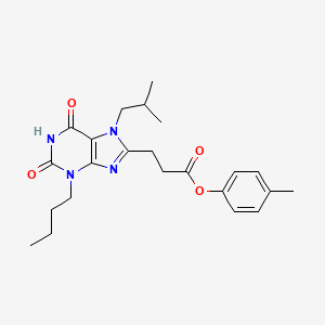 molecular formula C23H30N4O4 B7519010 (4-Methylphenyl) 3-[3-butyl-7-(2-methylpropyl)-2,6-dioxopurin-8-yl]propanoate 