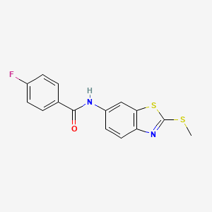 molecular formula C15H11FN2OS2 B7519039 4-fluoro-N-(2-methylsulfanyl-1,3-benzothiazol-6-yl)benzamide 