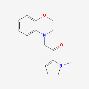 molecular formula C15H16N2O2 B7519061 2-(2,3-Dihydro-1,4-benzoxazin-4-yl)-1-(1-methylpyrrol-2-yl)ethanone 