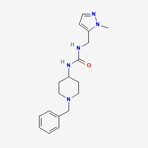 molecular formula C18H25N5O B7519068 1-(1-Benzylpiperidin-4-yl)-3-[(2-methylpyrazol-3-yl)methyl]urea 