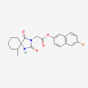 molecular formula C21H21BrN2O4 B7519091 (6-Bromonaphthalen-2-yl) 2-(6-methyl-2,4-dioxo-1,3-diazaspiro[4.5]decan-3-yl)acetate 