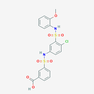 molecular formula C20H17ClN2O7S2 B7519102 3-[[4-Chloro-3-[(2-methoxyphenyl)sulfamoyl]phenyl]sulfamoyl]benzoic acid 