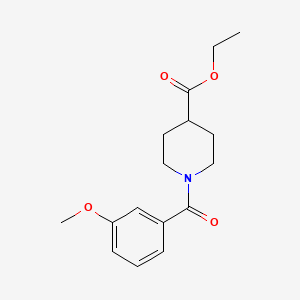 molecular formula C16H21NO4 B7519116 Isonipecotic acid, N-(3-methoxybenzoyl)-, ethyl ester 