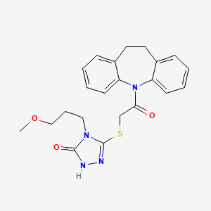 molecular formula C22H24N4O3S B7519150 3-[2-(5,6-dihydrobenzo[b][1]benzazepin-11-yl)-2-oxoethyl]sulfanyl-4-(3-methoxypropyl)-1H-1,2,4-triazol-5-one 