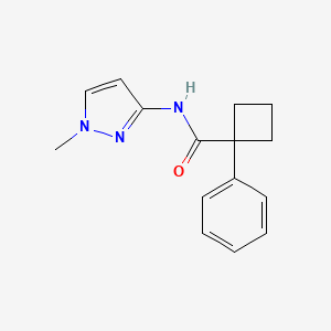 molecular formula C15H17N3O B7519160 N-(1-methylpyrazol-3-yl)-1-phenylcyclobutane-1-carboxamide 