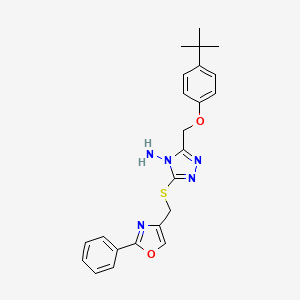 molecular formula C23H25N5O2S B7519167 3-[(4-Tert-butylphenoxy)methyl]-5-[(2-phenyl-1,3-oxazol-4-yl)methylsulfanyl]-1,2,4-triazol-4-amine 