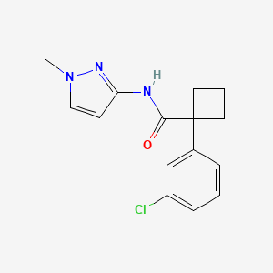 molecular formula C15H16ClN3O B7519175 1-(3-chlorophenyl)-N-(1-methylpyrazol-3-yl)cyclobutane-1-carboxamide 