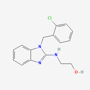 molecular formula C16H16ClN3O B7519186 2-[[1-[(2-Chlorophenyl)methyl]benzimidazol-2-yl]amino]ethanol 