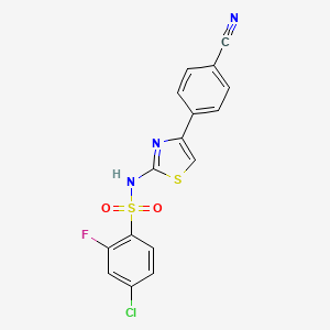 molecular formula C16H9ClFN3O2S2 B7519199 4-chloro-N-[4-(4-cyanophenyl)-1,3-thiazol-2-yl]-2-fluorobenzenesulfonamide 