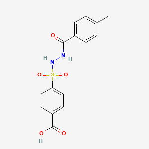 molecular formula C15H14N2O5S B7519232 4-[[(4-Methylbenzoyl)amino]sulfamoyl]benzoic acid 