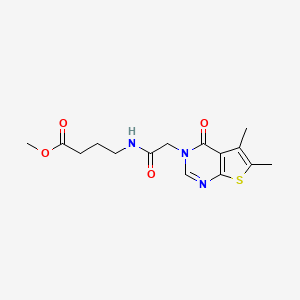molecular formula C15H19N3O4S B7519236 methyl 4-{[(5,6-dimethyl-4-oxothieno[2,3-d]pyrimidin-3(4H)-yl)acetyl]amino}butanoate 