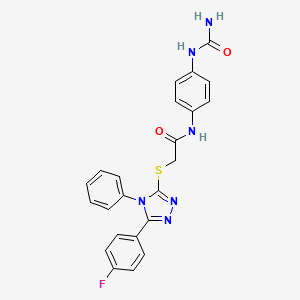molecular formula C23H19FN6O2S B7519249 N-[4-(carbamoylamino)phenyl]-2-[[5-(4-fluorophenyl)-4-phenyl-1,2,4-triazol-3-yl]sulfanyl]acetamide 