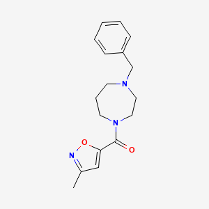 molecular formula C17H21N3O2 B7519263 (4-Benzyl-1,4-diazepan-1-yl)-(3-methyl-1,2-oxazol-5-yl)methanone 