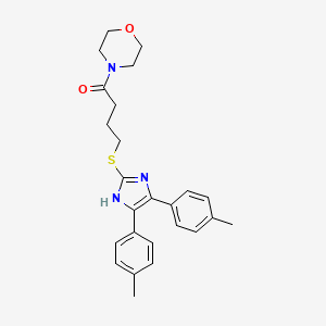 molecular formula C25H29N3O2S B7519281 4-[[4,5-bis(4-methylphenyl)-1H-imidazol-2-yl]sulfanyl]-1-morpholin-4-ylbutan-1-one 