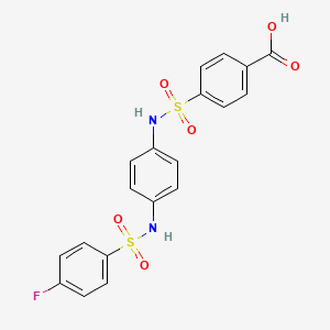 molecular formula C19H15FN2O6S2 B7519288 4-(N-(4-(4-fluorophenylsulfonamido)phenyl)sulfamoyl)benzoic acid 