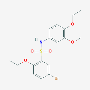 molecular formula C17H20BrNO5S B7519298 5-bromo-2-ethoxy-N-(4-ethoxy-3-methoxyphenyl)benzenesulfonamide 