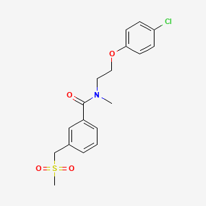 molecular formula C18H20ClNO4S B7519313 N-[2-(4-chlorophenoxy)ethyl]-N-methyl-3-(methylsulfonylmethyl)benzamide 