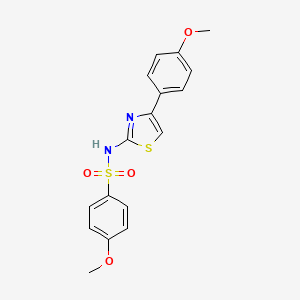 molecular formula C17H16N2O4S2 B7519347 4-methoxy-N-[4-(4-methoxyphenyl)-1,3-thiazol-2-yl]benzenesulfonamide 