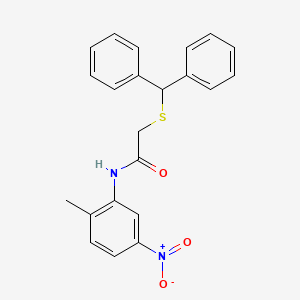 molecular formula C22H20N2O3S B7519353 2-benzhydrylsulfanyl-N-(2-methyl-5-nitrophenyl)acetamide 