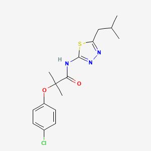 molecular formula C16H20ClN3O2S B7519356 2-(4-chlorophenoxy)-2-methyl-N-[5-(2-methylpropyl)-1,3,4-thiadiazol-2-yl]propanamide 
