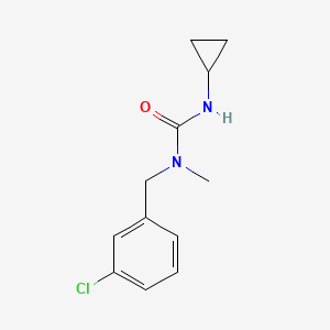 molecular formula C12H15ClN2O B7519374 1-[(3-Chlorophenyl)methyl]-3-cyclopropyl-1-methylurea 