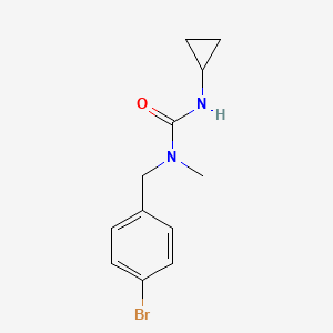 molecular formula C12H15BrN2O B7519376 1-[(4-Bromophenyl)methyl]-3-cyclopropyl-1-methylurea 