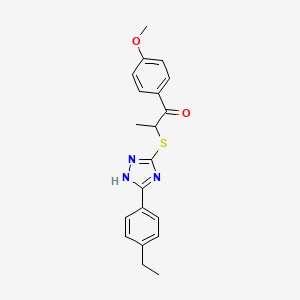 molecular formula C20H21N3O2S B7519413 2-[[5-(4-ethylphenyl)-1H-1,2,4-triazol-3-yl]sulfanyl]-1-(4-methoxyphenyl)propan-1-one 