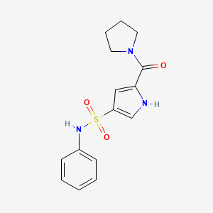 molecular formula C15H17N3O3S B7519479 N-phenyl-5-(pyrrolidine-1-carbonyl)-1H-pyrrole-3-sulfonamide 