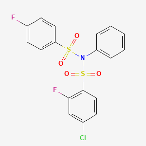 molecular formula C18H12ClF2NO4S2 B7519480 4-chloro-2-fluoro-N-(4-fluorophenyl)sulfonyl-N-phenylbenzenesulfonamide 