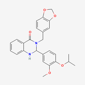 molecular formula C26H26N2O5 B7519488 3-(1,3-Benzodioxol-5-ylmethyl)-2-(3-methoxy-4-propan-2-yloxyphenyl)-1,2-dihydroquinazolin-4-one 