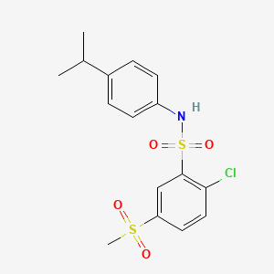 molecular formula C16H18ClNO4S2 B7519515 2-chloro-5-methylsulfonyl-N-(4-propan-2-ylphenyl)benzenesulfonamide 