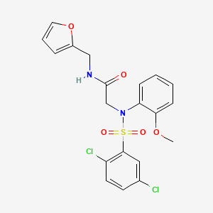 molecular formula C20H18Cl2N2O5S B7519534 2-(N-(2,5-dichlorophenyl)sulfonyl-2-methoxyanilino)-N-(furan-2-ylmethyl)acetamide 