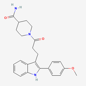 molecular formula C24H27N3O3 B7519546 1-[3-[2-(4-methoxyphenyl)-1H-indol-3-yl]propanoyl]piperidine-4-carboxamide 