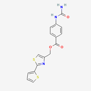 molecular formula C16H13N3O3S2 B7519581 (2-Thiophen-2-yl-1,3-thiazol-4-yl)methyl 4-(carbamoylamino)benzoate 
